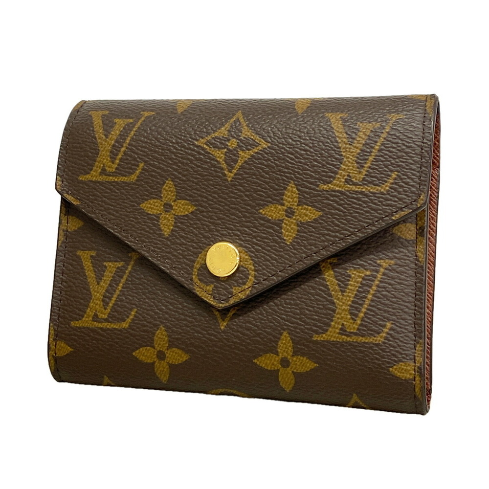 Louis Vuitton Tri-fold Wallet Monogram Portefeuille Victorine M62472 Brown Wo...